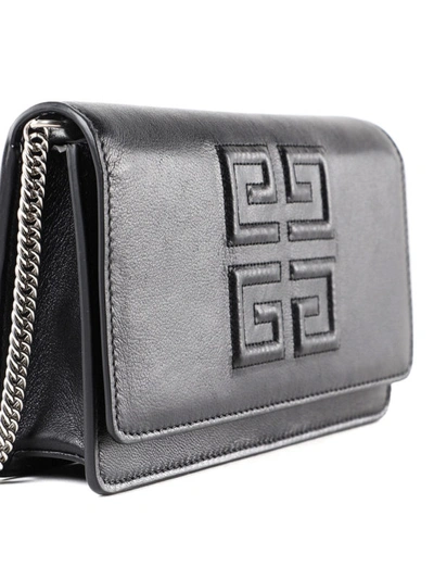 Shop Givenchy Black Leather Emblem Wallet Bag