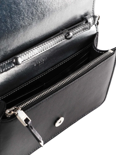 Shop Givenchy Black Leather Emblem Wallet Bag