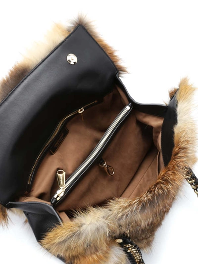 Shop Roberto Cavalli Fox Fur Bowler Bag In Multicolour