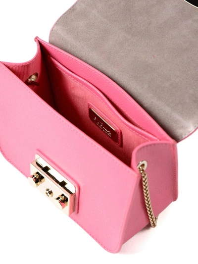 Shop Furla Metropolis Mini Ortensia Clutch In Dark Pink