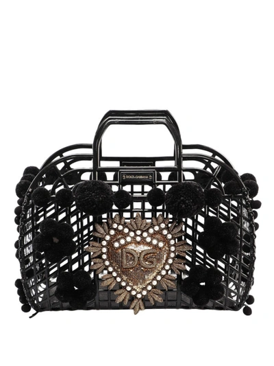 Shop Dolce & Gabbana Kendra Pvc Embroidered Shopping Bag In Black