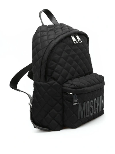 Shop Moschino Quilted Backpack In Black