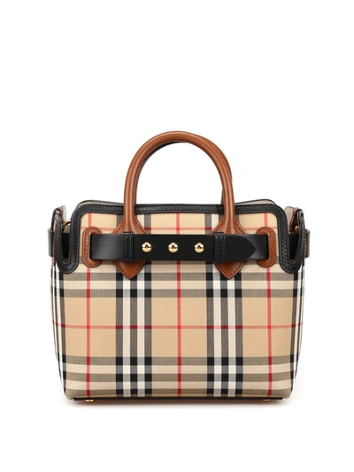 Shop Burberry The Belt Mini Vintage Check Bag In Beige