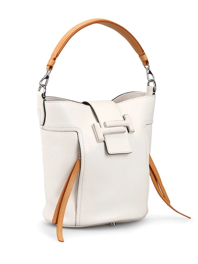 Shop Tod's Double T White Leather Bucket Bag