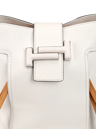 Shop Tod's Double T White Leather Bucket Bag