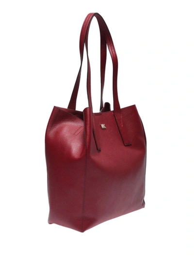 Shop Michael Kors Junie Maroon Leather Large Tote In Dark Red