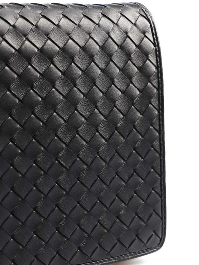 Shop Bottega Veneta Black Intrecciato Leather Messenger Bag