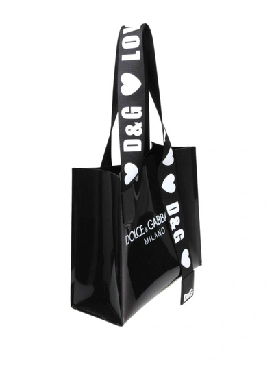 Shop Dolce & Gabbana Street Logo Print Black Pvc Shopping Bag