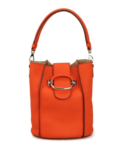 Shop Tod's Double T Small Leather Bucket Bag In Orange