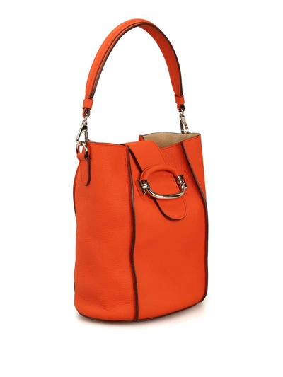 Shop Tod's Double T Small Leather Bucket Bag In Orange