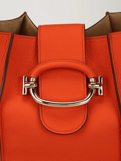 Shop Tod's Double T Small Leather Bucket Bag In Orange