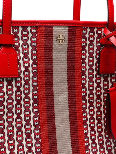 Shop Tory Burch Gemini Link Canvas Shopping Bag In Red