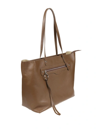 Shop Rebecca Minkoff New Soft Pebble Leather East West Tote In Brown