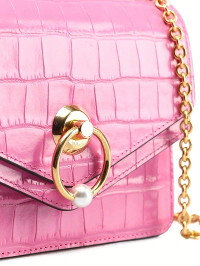 Shop Mulberry Croco Print Harlow Bag In Pink