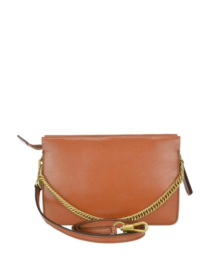 Shop Givenchy Cross 3 Brown Leather Zipped Small Bag