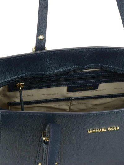 Shop Michael Kors Voyager Blue Leather Medium Shopper