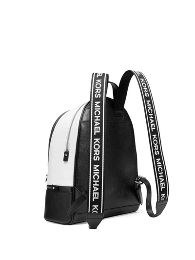 Shop Michael Kors Rhea Black And White Medium Backpack