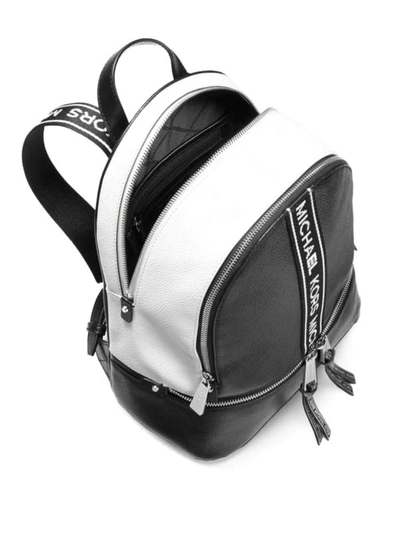 Shop Michael Kors Rhea Black And White Medium Backpack