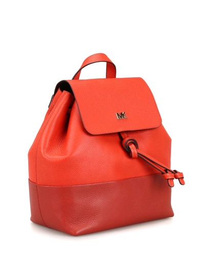 Shop Michael Kors Junie Medium Flap Backpack In Red