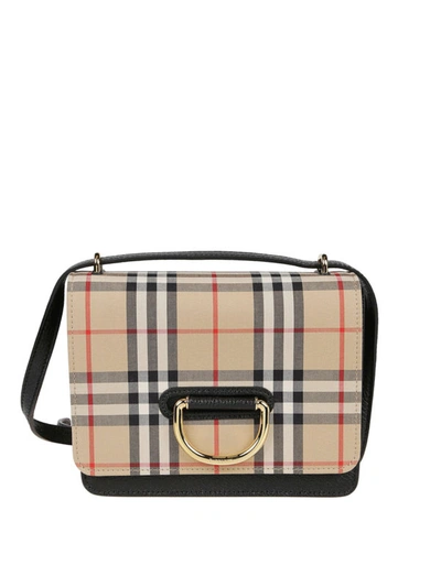 Shop Burberry Vintage Check And Leather Small D-ring Bag In Black