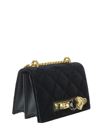 Shop Alexander Mcqueen Jewel Detailed Quilted Velvet Bag In Black