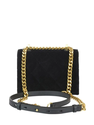 Shop Alexander Mcqueen Jewel Detailed Quilted Velvet Bag In Black