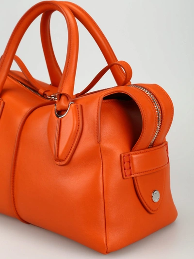 Shop Tod's D-styling Orange Leather Small Bowling Bag