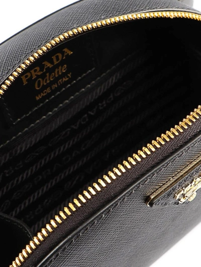 Shop Prada Odette Black Leather Logo Detailed Belt Bag