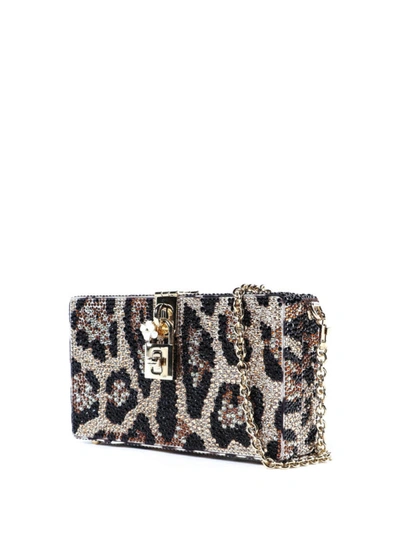 Shop Dolce & Gabbana Dolce Box Crystal Animal Print Clutch