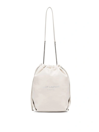 Shop Saint Laurent Teddy Nappa Bucket Bag In White