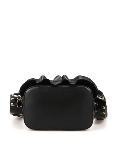 Shop Red Valentino Ruched Black Leather Top Zip Cross Body Bag