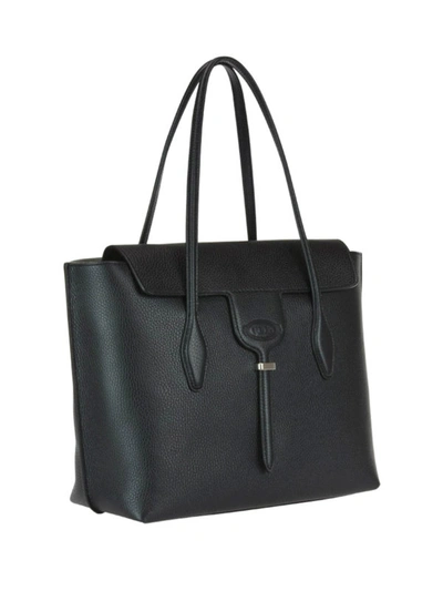 Shop Tod's Joy Black Leather  Medium Tote Bag