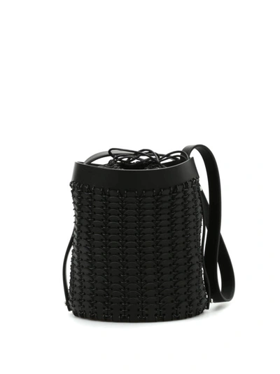 Shop Paco Rabanne Leather Discs Bucket Bag In Black