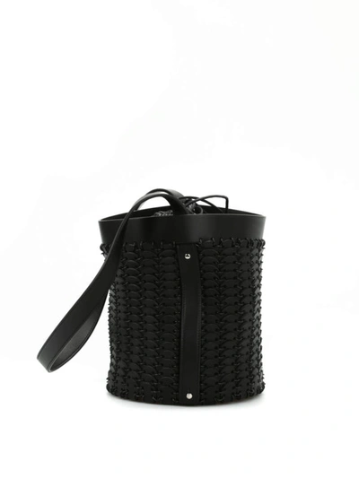 Shop Paco Rabanne Leather Discs Bucket Bag In Black