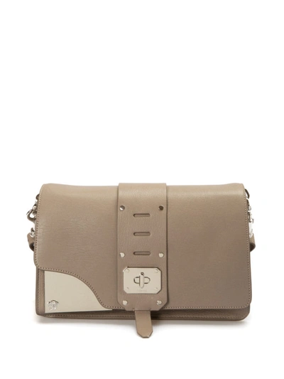 Shop Versace Metallic Inserts Shoulder Bag In Beige