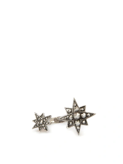Shop Roberto Cavalli Double Star Ring In Silver