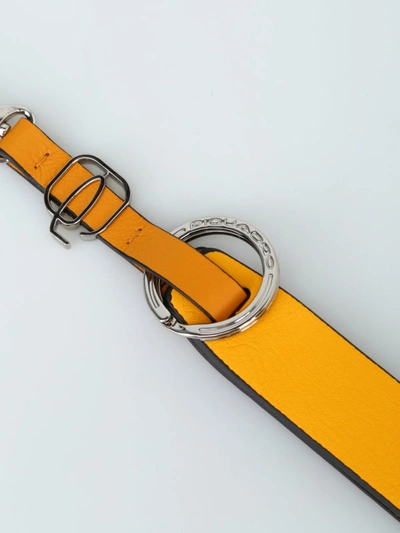 Shop Piquadro Ochre Muse Leather Key Holder In Yellow