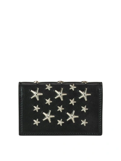 Shop Jimmy Choo Nello Star Studded Leather Wallet In Black