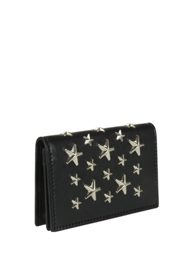 Shop Jimmy Choo Nello Star Studded Leather Wallet In Black