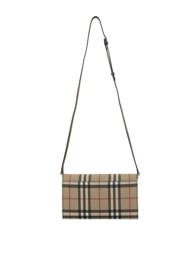 Shop Burberry Vintage Check E-canvas Wallet In Beige