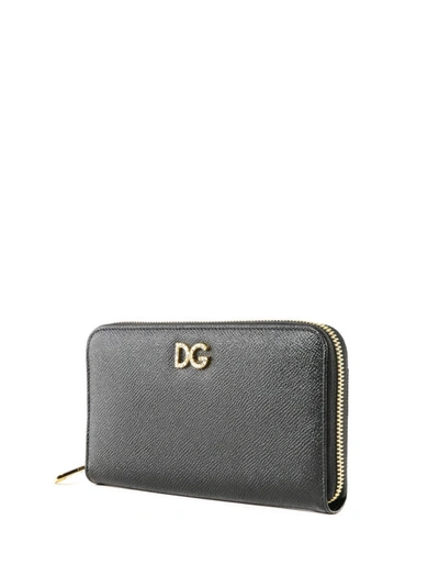 Shop Dolce & Gabbana Rhinestone Dg Black Dauphine Leather Wallet