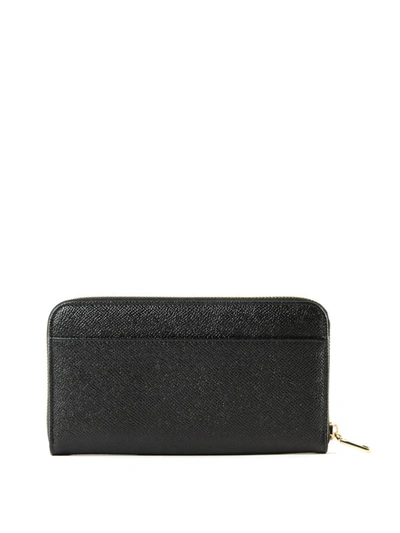 Shop Dolce & Gabbana Rhinestone Dg Black Dauphine Leather Wallet