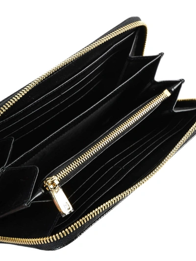 Shop Dolce & Gabbana Rhinestone Dg Black Dauphine Leather Wallet