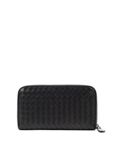 Shop Bottega Veneta Zip Around Wallet In Black