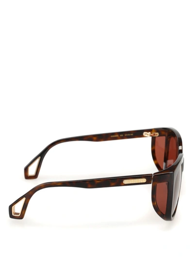 Shop Gucci Pinkish Lens Over Sunglasses In Brown