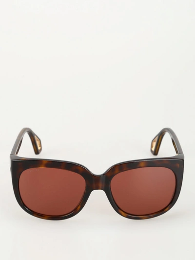 Shop Gucci Pinkish Lens Over Sunglasses In Brown