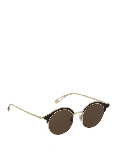Shop Giorgio Armani Brown Lens Golden Metal Sunglasses