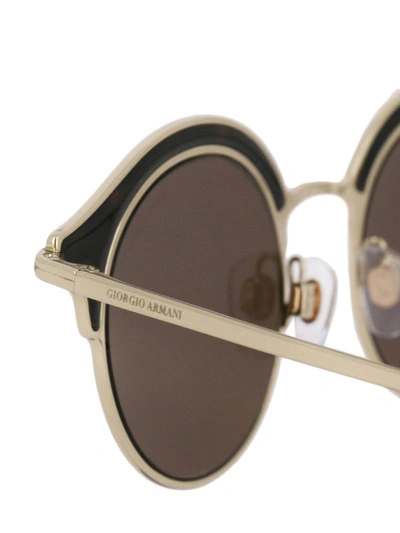 Shop Giorgio Armani Brown Lens Golden Metal Sunglasses