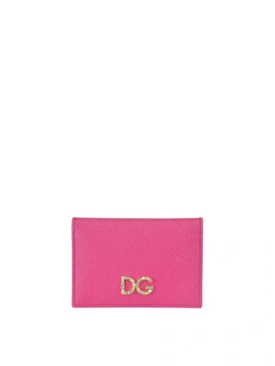 Shop Dolce & Gabbana Jewelled Logo Pink Small Wallet
