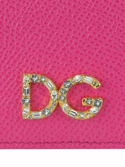 Shop Dolce & Gabbana Jewelled Logo Pink Small Wallet